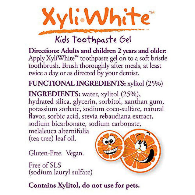 NOW Solutions, Xyliwhite Toothpaste Gel for Kids, Orange Splash Flavor, Kid Approved! 3-Ounce, Packaging May Vary