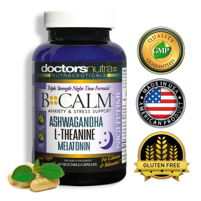 All Natural Night-Time Anxiety Relief, Stress Support B-Calm-Pm Sleep Aid by Doctors Nutra Nutraceuticals - with Ashwagandha, Melatonin and More - Supporting a Peaceful Nights Sleep - 30 Servings