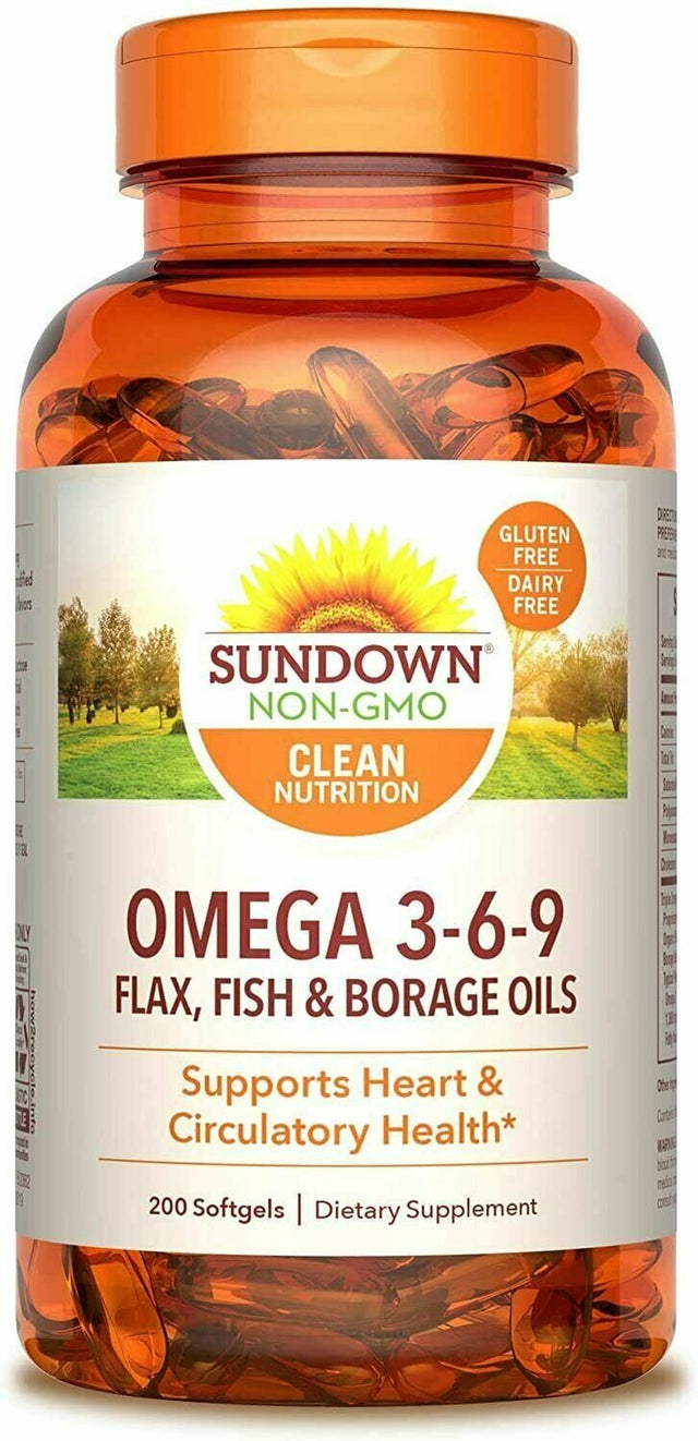 Sundown Naturals Triple Omega 3-6-9, Supports Heart Health, 200 Soft Gels, 1 Pack