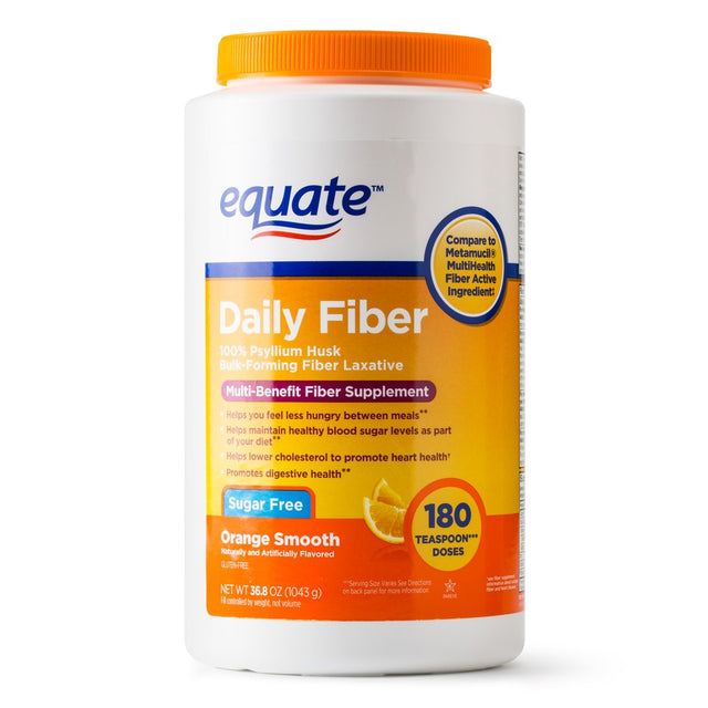 Equate Sugar-Free Daily Fiber Powder, Orange Smooth, 36.8 Oz