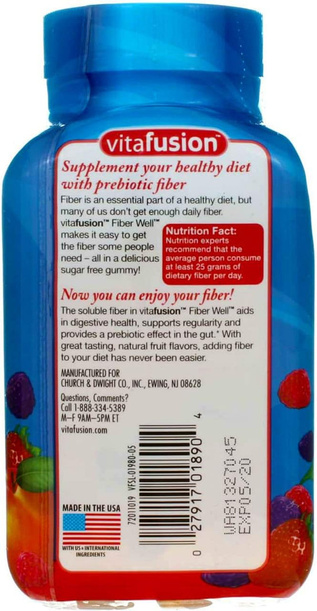 Vitafusion, Fiber Well Gummies, Fiber Supplement, Assorted Flavors - 90 Gummies, Pack of 4