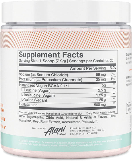 Alani Nu BCAA SOUR GUMMIES | Branch Chain Essential Amino Acids | 2:1:1 Formula | Supplement Powder | Muscle Recovery Vitamins for Post-Workout | 30 Servings