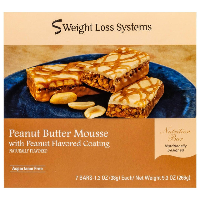 Weight Loss Systems Protein Bar - Peanut Butter Mousse (7/Box) - High Protein - Low Calorie - Low Fat - Gluten Free