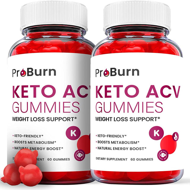 (2 Pack) Pro Burn Keto ACV Gummies - Energy & Focus Boosting Dietary Supplements for Weight Management & Metabolism - Fat Burn - 120 Gummies