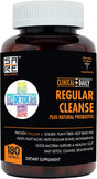 Regular Cleanse plus Natural Probiotic - Colon Cleanse & Gut Detox Supplement - Assists with Energy and Constipation Relief - Herbal Dietary Fiber Psyllium Husk Capsules - 180 Count