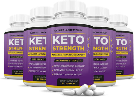 (5 Pack) Keto Strength Pills Includes Apple Cider Vinegar Gobhb Strong Exogenous Ketones Advanced Ketogenic Supplement Ketosis Support for Men Women 300 Capsules