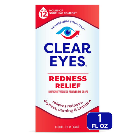 Clear Eyes Redness Eye Relief Lubricant Eye Drops, 1.0 Fl Oz