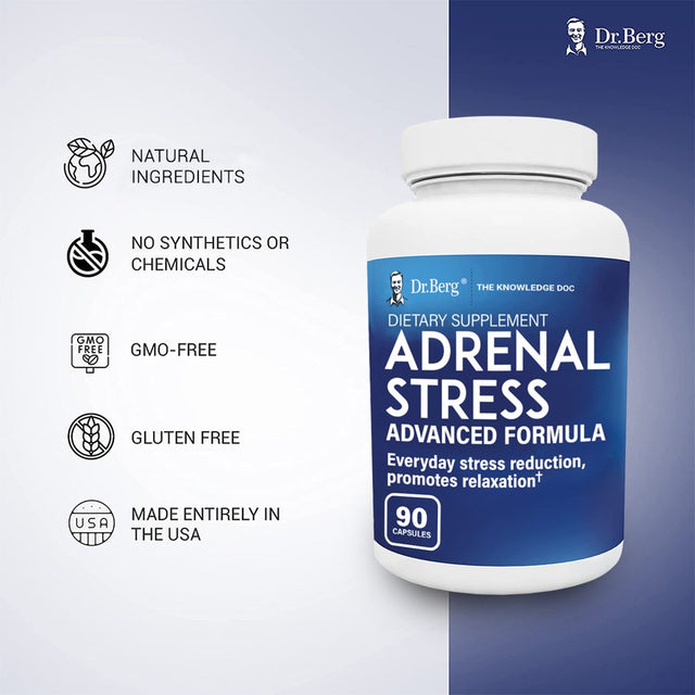 Dr. Berg’S Adrenal Stress Advanced Formula - Mood & Anxiety Support W/ Ashwagandha Extract 90 Capsules