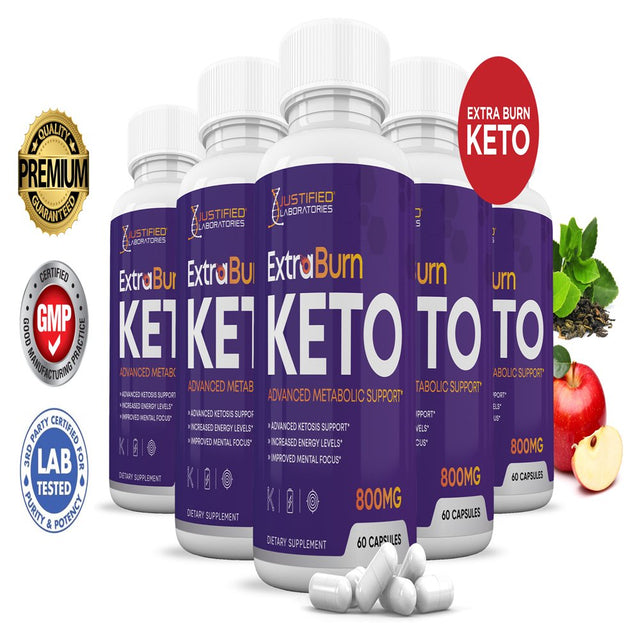 (5 Pack) Extra Burn Keto Pills Includes Patented Gobhb® Appetite Control 300 Capsules