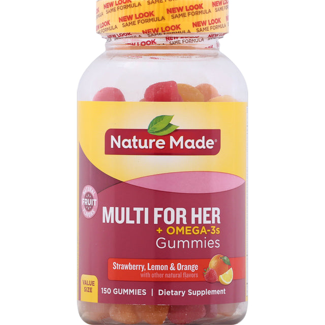 NATURE MADE Multi for Her+ Omega-3S, Gummies Strawberry, Lemon & Orange, 150.0 CT