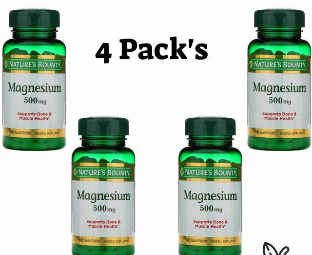 Nature'S Bounty Magnesium 500Mg Size, Coated Tablets 200 Ea (Pack of 4)