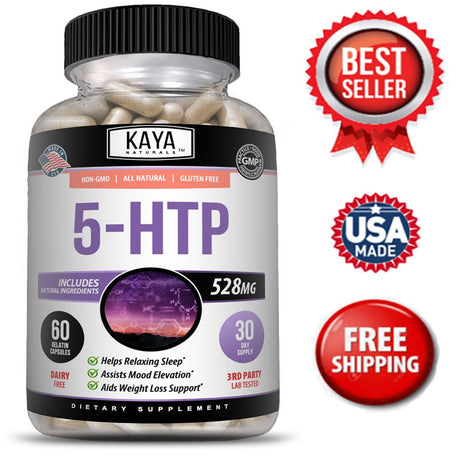 Kaya Naturals 5-HTP Supplement, Serotonin for Sleep and Stress, Supports Weight Loss