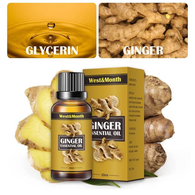 Ginger Essential Oil Belly Drainage Slimming Tummy Lymphatic Drainage Massage for Swelling and Pain Relief SPA Gua Sha