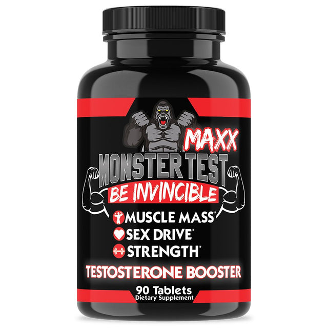 Monster Maxx Testosterone Booster, Angry Energy All-Natural Energy with Caffeine and Monster PM Sleep Aid with Melatonin and Valerian Root