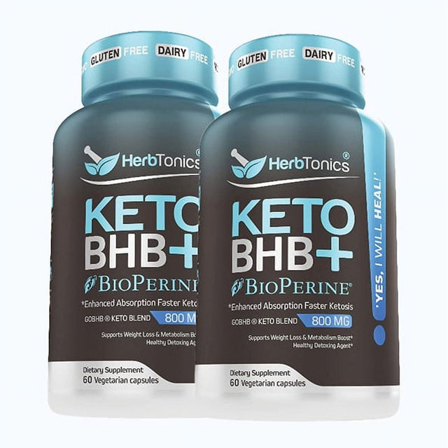 Keto BHB Diet Pills with Bioperine (2 Pack) for Enhanced Absorption Faster Ketosis Vegan Capsules Supplement for Women and Men