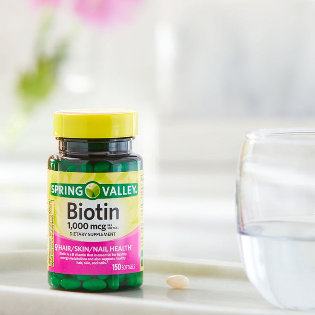 Spring Valley Biotin Softgels, 1000Mcg, 150 Count