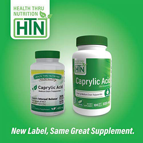 Caprylic Acid 600Mg 100 Softgels (Non-Gmo) by Health Thru Nutrition