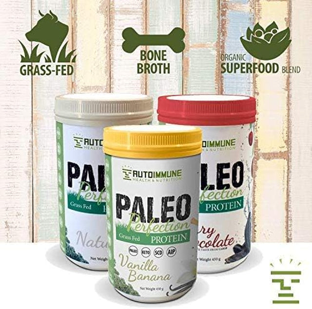 Autoimmune Health - Paleo AIP Protein Powder | Grass-Fed Beef Collagen | Vanilla Banana Flavor | 1 Pound 30 Servings (W/Stevia)