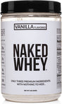 NAKED Nutrition Vanilla Whey Protein 1Lb, Only 3 Ingredients, All Natural Grass Fed Whey Protein Powder + Vanilla + Coconut Sugar- Gmo-Free, Soy Free, Gluten Free. Aid Muscle Growth, 12 Servings