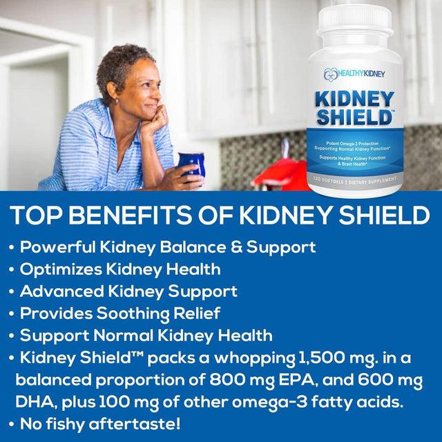 Healthy Kidney Kidney Shield: Kidney Detox Supplement plus Vitamins, Supports Kidney Health, 120 Ct.