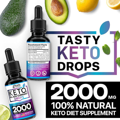 Black Currant Extract + Keto Diet Drops - Made in USA - Appetite Suppressant - Natural Keto Liquid - Keto Weight Loss