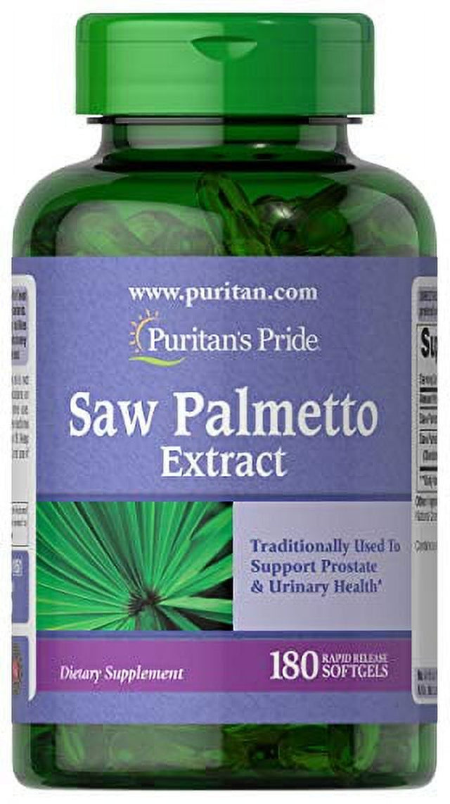 Saw Palmetto Extract, Supports Urinary Function and Promotes Prostate Heatlh, 180 Count by Puritan'S Pride