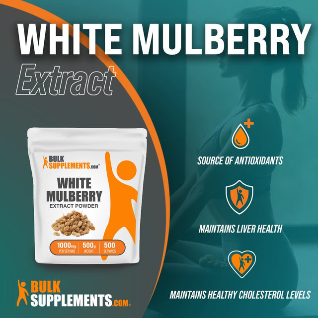 Bulksupplements.Com White Mulberry Extract Powder, 1000Mg - Antioxidant Supplement for Heart & Immune Health (500G - 500 Serv)