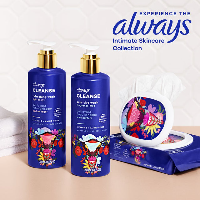 Always Cleanse Refreshing Wash for Intimate Skin, Lightly Scented, 8.4 Fl Oz