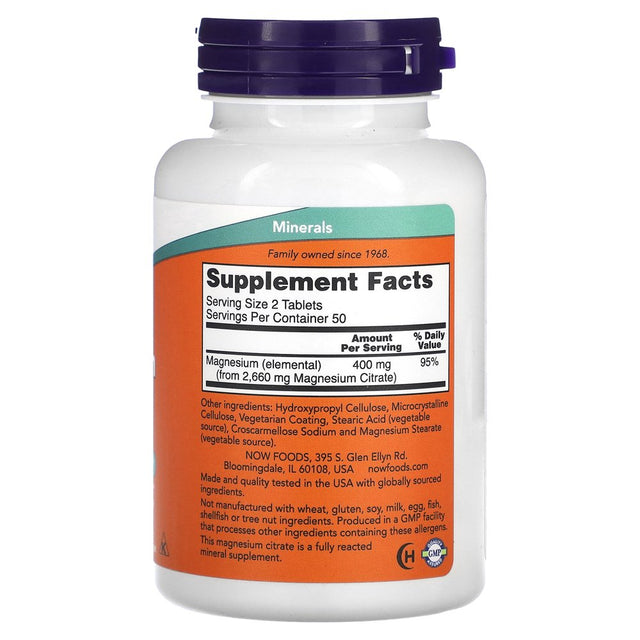 NOW Foods Magnesium Citrate 200 Mg 100 Tabs