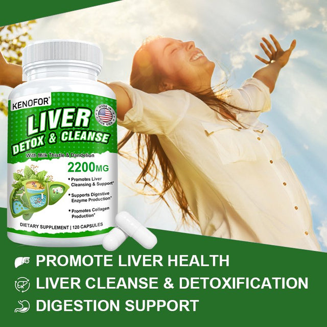 KENOFOR Liver Cleanse Detox & Repair for Liver Detoxification, Digestion and Cleansing - Liver Support Supplement with Milk Thistle, Turmeric, Ginger, Dandelion and More.