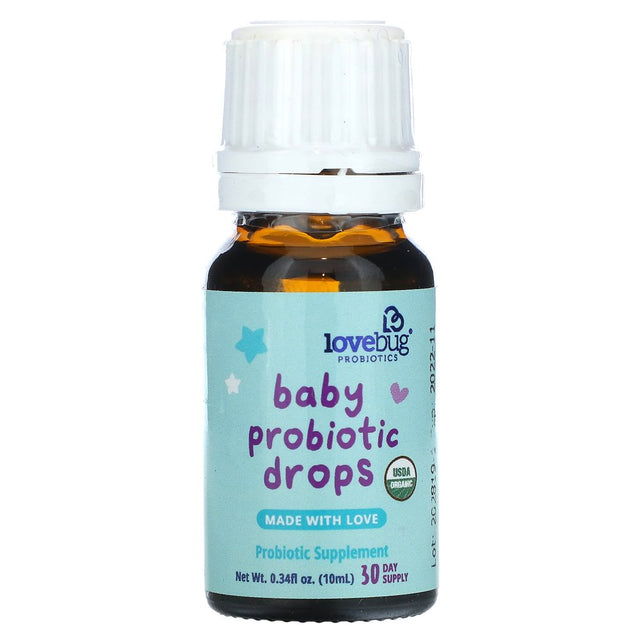 Lovebug Probiotics Baby Probiotic Drops, 5 Billion CFU, 0.34 Fl Oz (10 Ml)