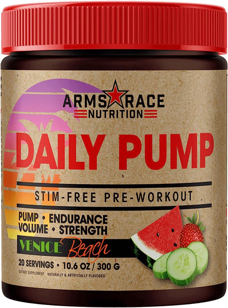 Arms Race Nutrition Daily Pump Stim-Free Pre-Workout - Venice Beach - 10.6 Oz.