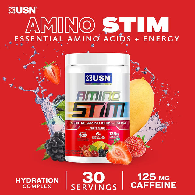 Amino Stim Eaas (Essential Amino Acids) + Energy, 125Mg Caffeine, 6G Essential Amino Acids, Hydration Complex, Muscle Growth Recovery, Fruit Punch, 10.05 Ounce (Pack of 1),30 Serving,F1Ams0002030