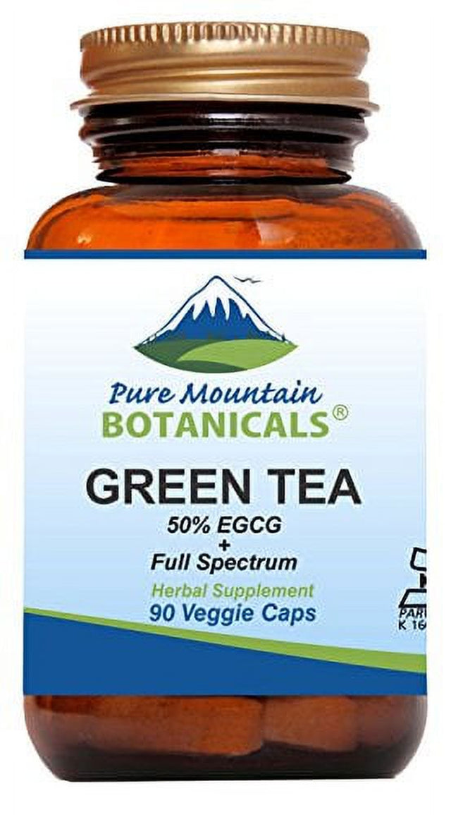 Green Tea Capsules - 90 Kosher Vegan Caps with 450Mg Organic Full Spectrum and Pure Green Tea Extract