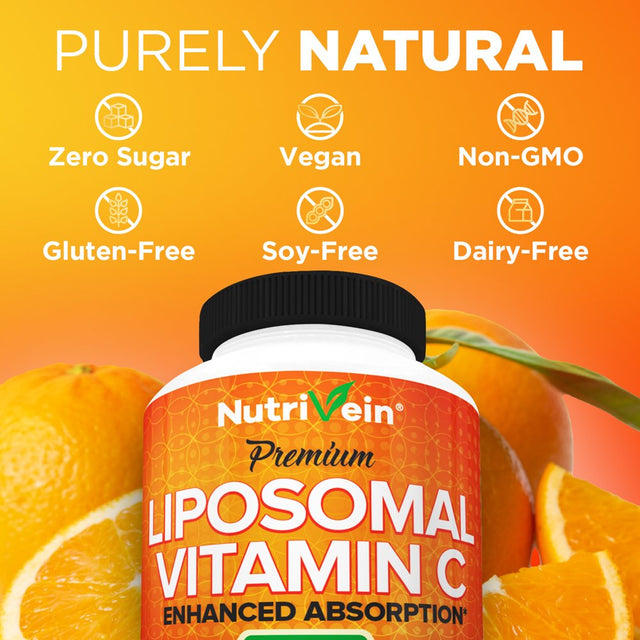 Nutrivein Liposomal Vitamin C 1650Mg - 180 Capsules - High Absorption Ascorbic Acid