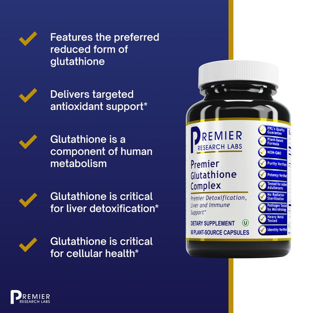 Premier Research Labs Glutathione Complex - Supports Natural Detoxification, Liver & Immune Health - Contains Turmeric, Reishi, Hyssop, Burdock, Fennel & Lemon Peel - 60 Plant-Source Capsules