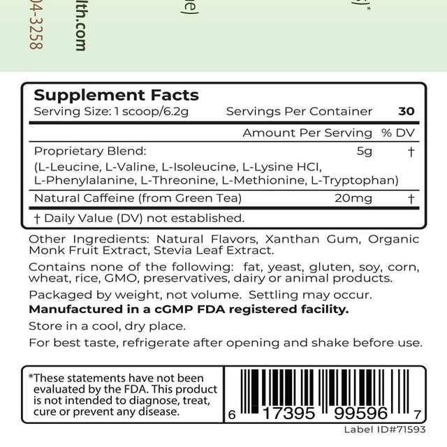 Bodyhealth Perfectamino XP Mocha Boost (30 Serving), Best Pre/Post Workout Recovery Drink, 8 Essential Amino Acids Energy Supplement with 50% Bcaas, 100% Organic, 99% Utilization