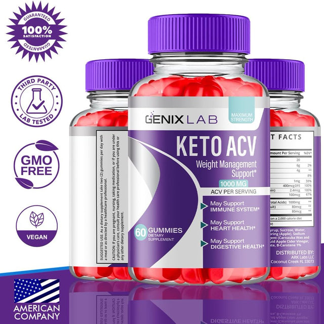 (3 Pack) Genix Lab Keto ACV Gummies - Apple Cider Vinegar Supplement for Weight Loss - Energy & Focus Boosting Dietary Supplements for Weight Management & Metabolism - Fat Burn - 180 Gummies