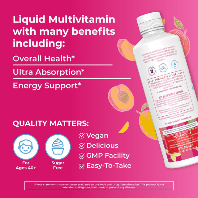 Maryruth'S | USDA Organic Women'S Multivitamin | Liquid Liposomal | Hormonal Support & Immune Support | Vanilla Peach | Sugar Free, Vegan | 15.22 Fl Oz