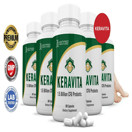 (5 Pack) Keravita 1.5 Billion CFU Probiotic Nail Support 300 Capsules