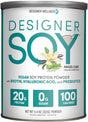 Designer Wellness, Soy Isolate Protein Powder with Biotin, Hyaluronic Acid and Prebiotics, Vegan, Zero Sugar, Non-Gmo, Angel Cake Natural Vanilla Flavor, 11.4 Ounces