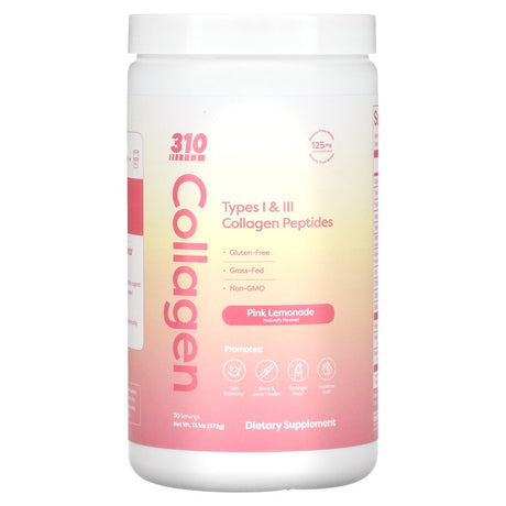 Collagen, Types I & III Collagen Peptides, Pink Lemonade, 13.1 Oz (372 G), 310 Nutrition