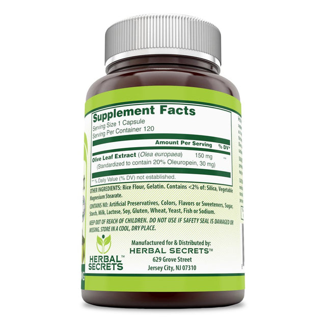 Herbal Secrets Olive Leaf Extract 150 Mg 120 Caps-Supports Healthy Ageing* Supports Immune Function*