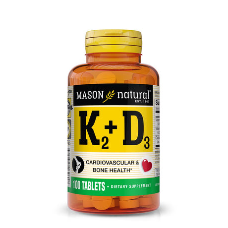 Mason Natural Vitamin K2 100Mcg plus Vitamin D3, Bone, Cardiovascular & Muscle Health, 100 Tablets