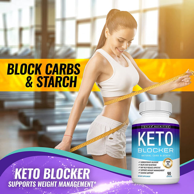 Toplux Keto Blocker Pills White Kidney Bean Extract - 1800 Mg Natural Ketosis, Support Keto Diet, for Men Women, 90 Capsules, Supplement