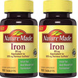 Nature Made Iron Tablets, 65 Mg, 180 Ct (Pack of 2)