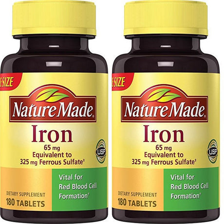 Nature Made Iron Tablets, 65 Mg, 180 Ct (Pack of 2)