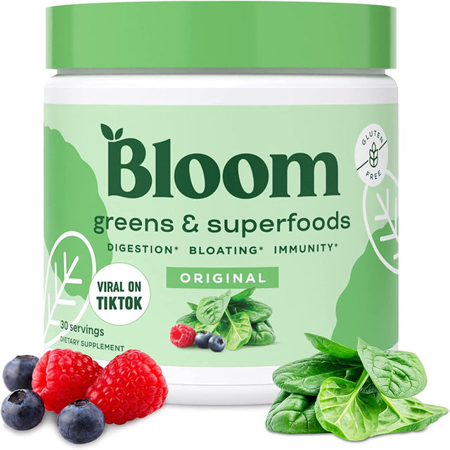 Bloom Nutrition Super Greens Powder Smoothie & Juice Mix - Probiotics for Digestive Health & Bloating Relief for Women, Digestive Enzymes with Superfood Spirulina & Chlorella for Gut Health (Original)