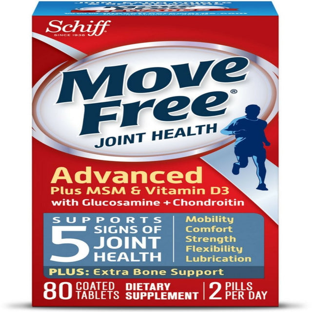 Move Free Advanced plus MSM and Vitamin D3 Joint Health Supplement with Glucosamine and Chondroitin 80 Ct