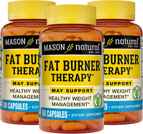 MASON NATURAL Fat Burner Therapy with Chromium, Calcium and Vitamin B6 - Promotes Healthy Body Weight, Supports Weight Management Goals, 60 Capsules (Pack of 3)